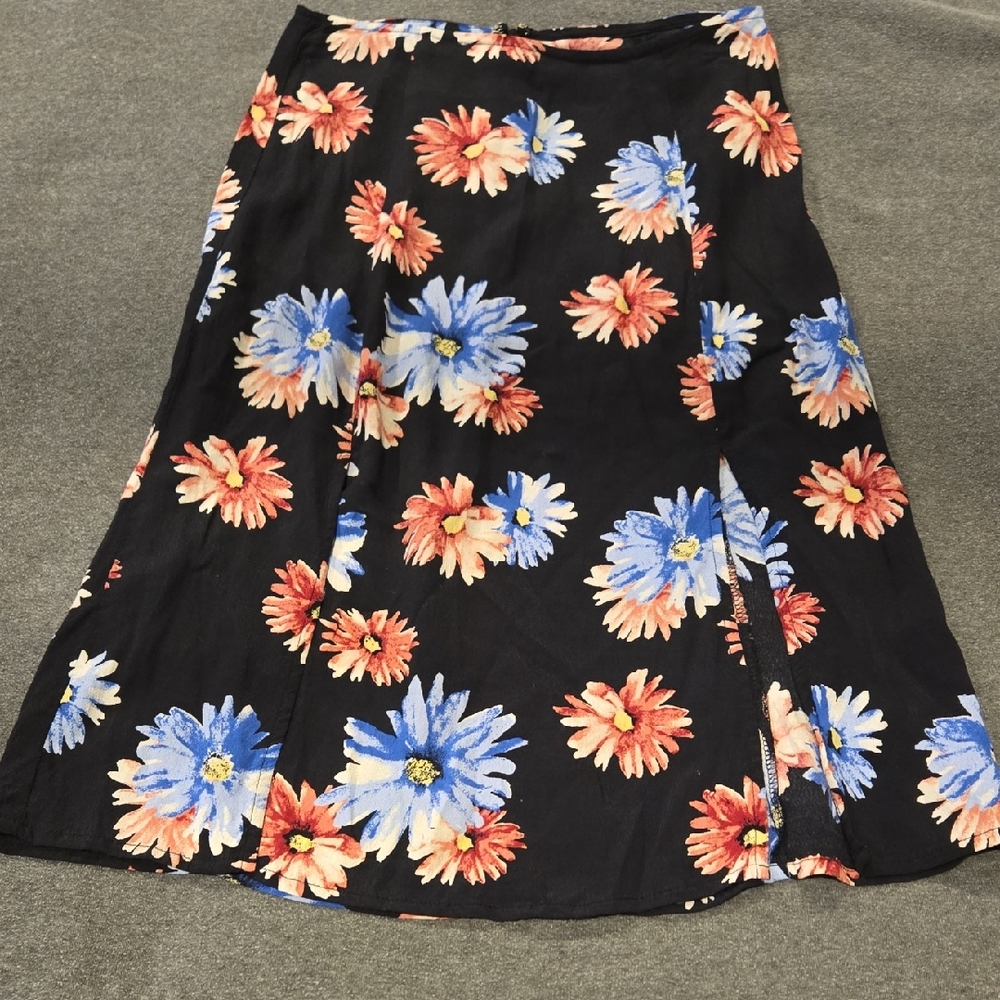 Floral Black Skirt